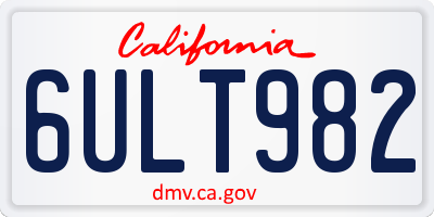 CA license plate 6ULT982