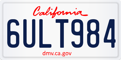 CA license plate 6ULT984
