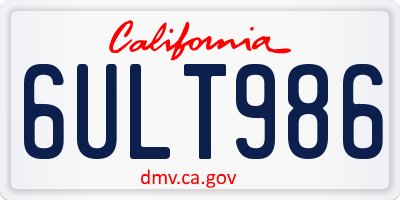 CA license plate 6ULT986