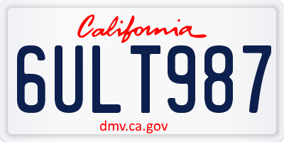 CA license plate 6ULT987