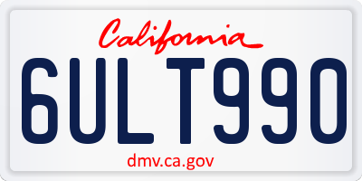 CA license plate 6ULT990