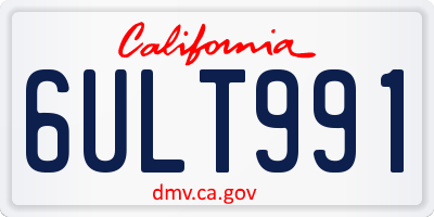 CA license plate 6ULT991