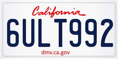 CA license plate 6ULT992