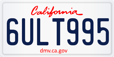 CA license plate 6ULT995