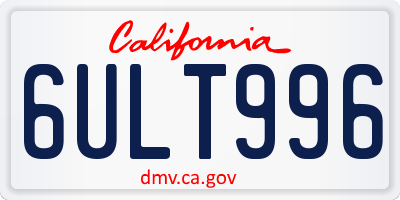 CA license plate 6ULT996
