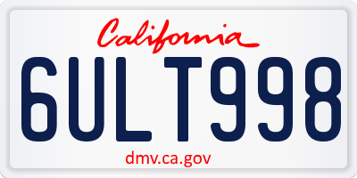 CA license plate 6ULT998