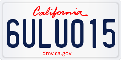 CA license plate 6ULU015
