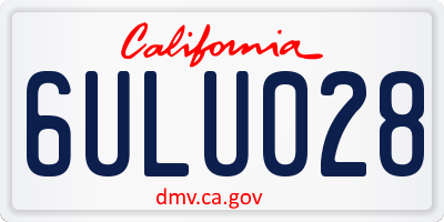 CA license plate 6ULU028