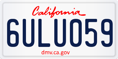 CA license plate 6ULU059