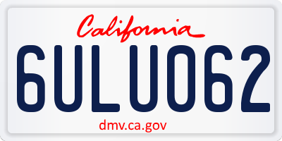 CA license plate 6ULU062