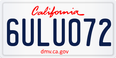CA license plate 6ULU072