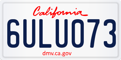 CA license plate 6ULU073