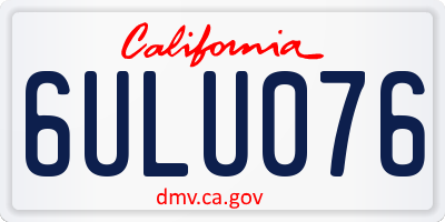 CA license plate 6ULU076
