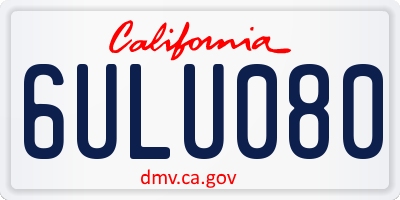 CA license plate 6ULU080