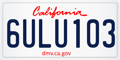 CA license plate 6ULU103