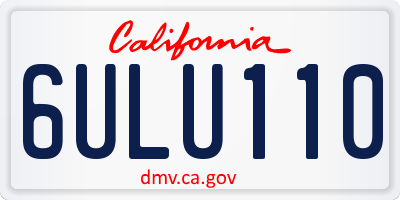 CA license plate 6ULU110