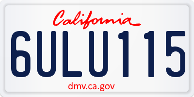 CA license plate 6ULU115