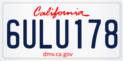 CA license plate 6ULU178