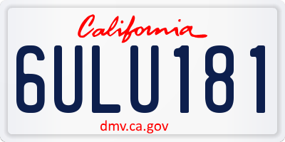 CA license plate 6ULU181