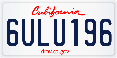 CA license plate 6ULU196