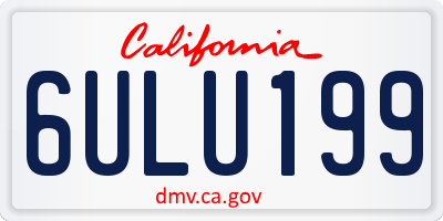 CA license plate 6ULU199