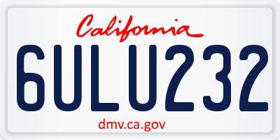 CA license plate 6ULU232