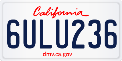 CA license plate 6ULU236