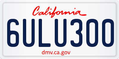 CA license plate 6ULU300