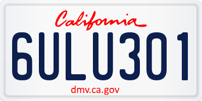 CA license plate 6ULU301