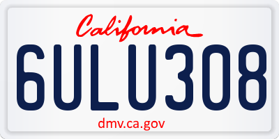 CA license plate 6ULU308