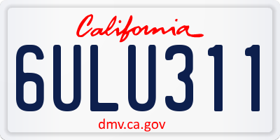 CA license plate 6ULU311