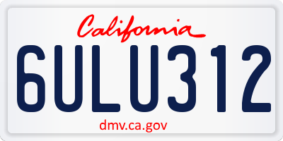 CA license plate 6ULU312