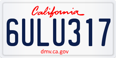 CA license plate 6ULU317