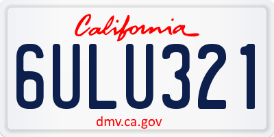 CA license plate 6ULU321
