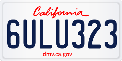 CA license plate 6ULU323