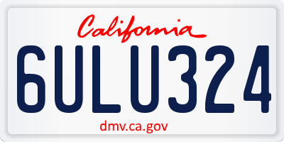CA license plate 6ULU324