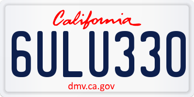 CA license plate 6ULU330