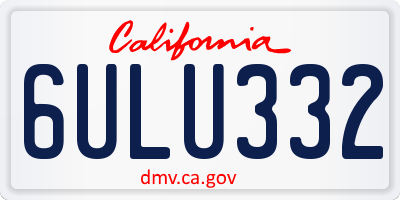 CA license plate 6ULU332
