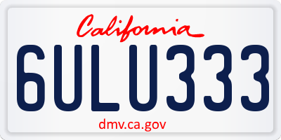 CA license plate 6ULU333