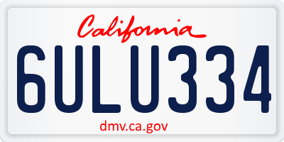 CA license plate 6ULU334