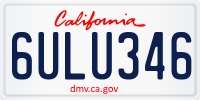 CA license plate 6ULU346