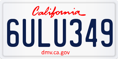CA license plate 6ULU349