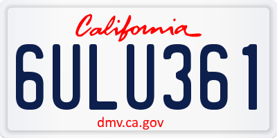 CA license plate 6ULU361