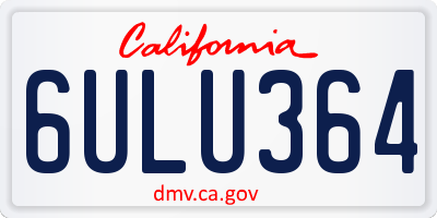 CA license plate 6ULU364