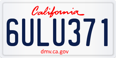 CA license plate 6ULU371