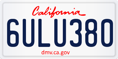 CA license plate 6ULU380