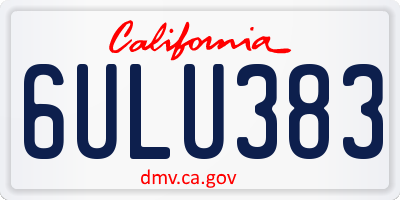 CA license plate 6ULU383
