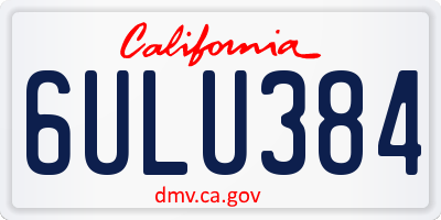 CA license plate 6ULU384