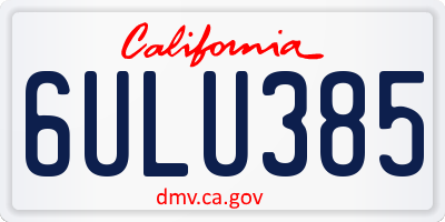 CA license plate 6ULU385