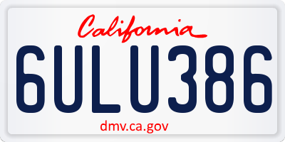 CA license plate 6ULU386